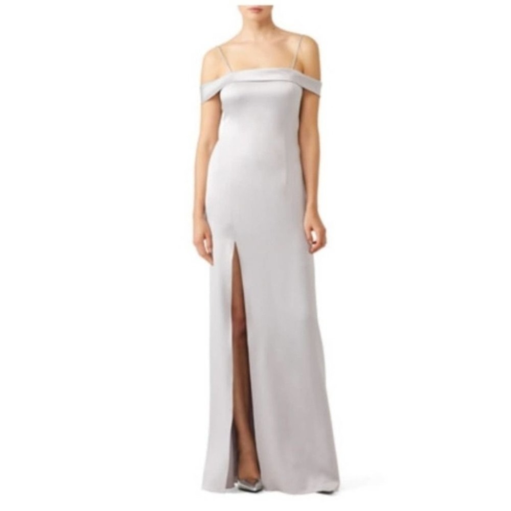Halston Heritage Silver Maxi Gown 4